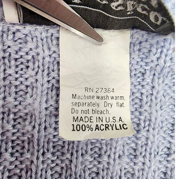 Vintage Jessica Scott Sweater Womens M Blue Crew Neck Short Sleeve Lightweight - Picture 5 of 8